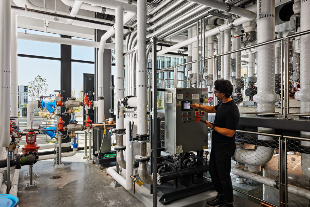 An Edo employee connecting to a commercial building’s operating system.